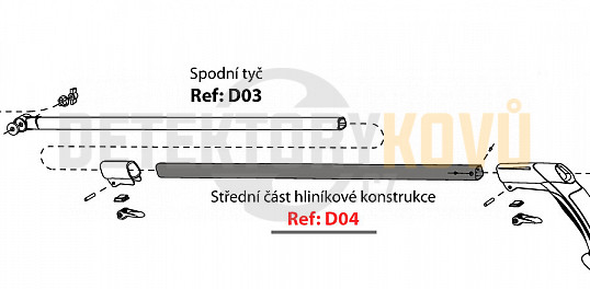 Prodloužená střední tyč teleskopické konstrukce XP