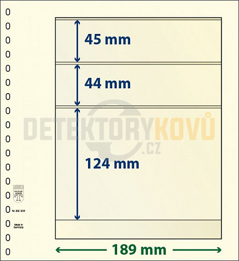 Albové listy Lindner - 3 kapsy (45, 44 a 124 mm) - SET 10 ks