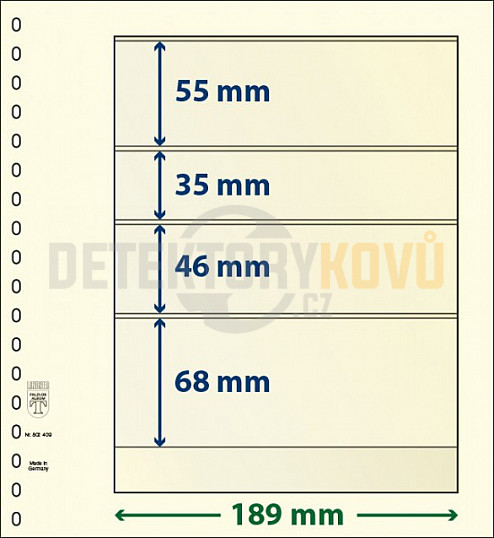 Albové listy Lindner - 5 kapes (54, 43, 35, 35 a 35 mm) - SET 10 ks