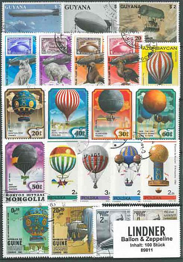Sběratelský set poštovních známek: Horkovzdušné balóny  (100 ks)