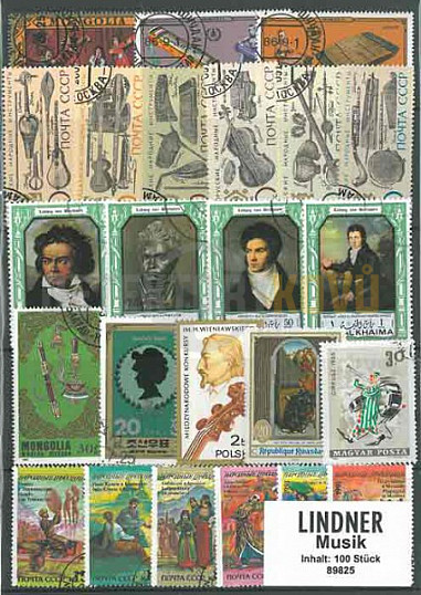 Sběratelský set poštovních známek: Hudba (100 ks)