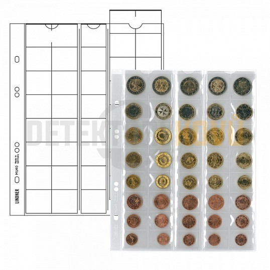 Listy na mince, černá, pro 5 sad Euro mincí, pro alba PUBLICA