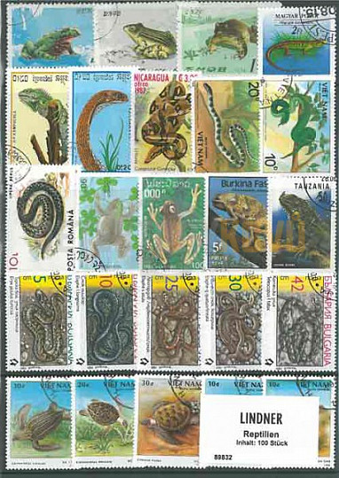 Sběratelský set poštovních známek: Plazi (100 ks)