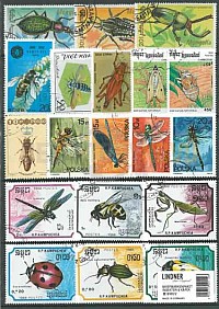 Sběratelský set poštovních známek: Hmyz a brouci (100 ks)