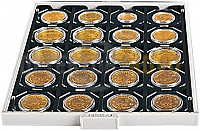 Mincovní sběratelská kazeta Lindner CARBO, 20 čvercových přihrádek 50x50 mm,  2122C