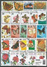 Sběratelský set poštovních známek: Motýli (100 ks)
