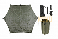 Plachta nepromokavá Hexagon-Tarp, OD green,  3,4 x 3,1 m  s oky