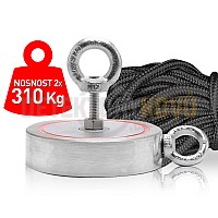 Vlečný supermagnet 2 x 310 kg - set s lanem (oboustranný)