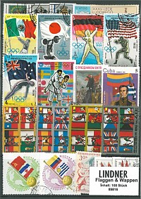 Sběratelský set poštovních známek: Vlajky a erby (100 ks)